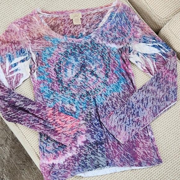 eyelash couture Tops - Colorful Long Sleeve Top, Thin, Large